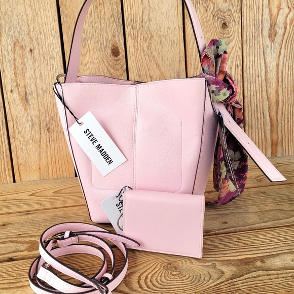 *Rare* Steve Madden Pink Frost Bucket Bag With Matching Wallet - Picture 7 of 11